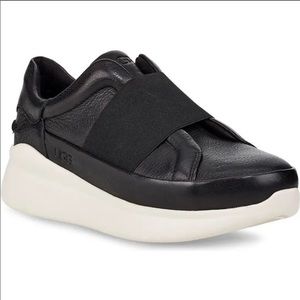UGG Libu Black Leather Slip On Sneakers